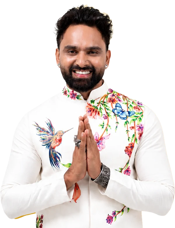 Meet Jain greeting with folded hands