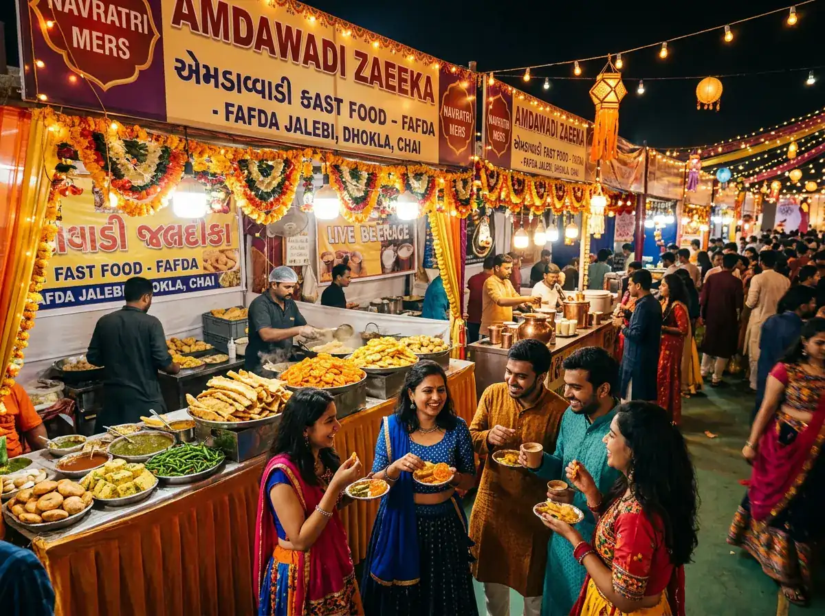Midnight Amdawadi food stalls and traditional snacks