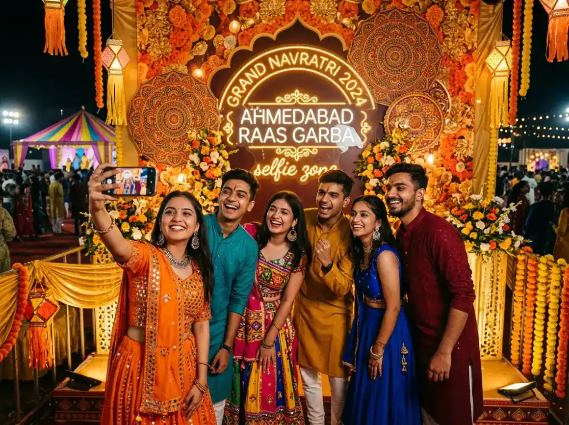 Festive photo booth and selfie installations