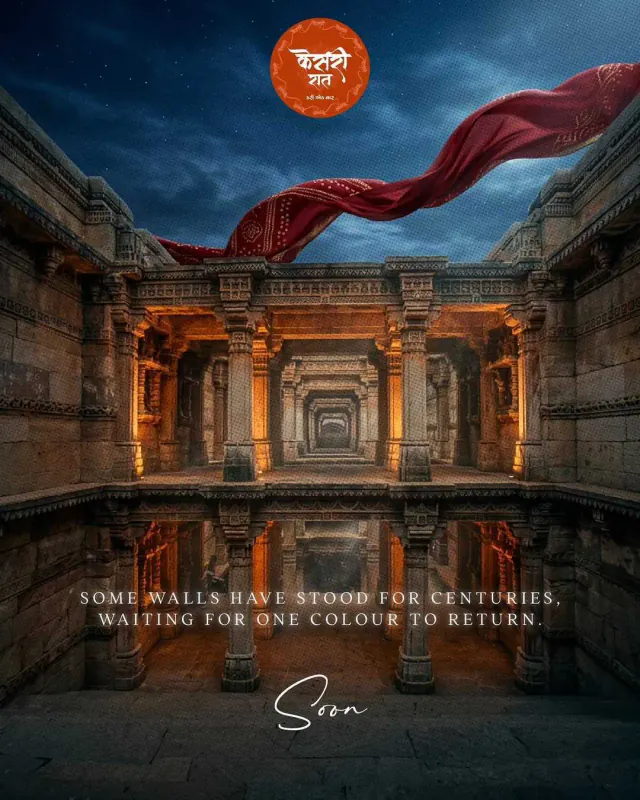 Red dupatta over heritage structure