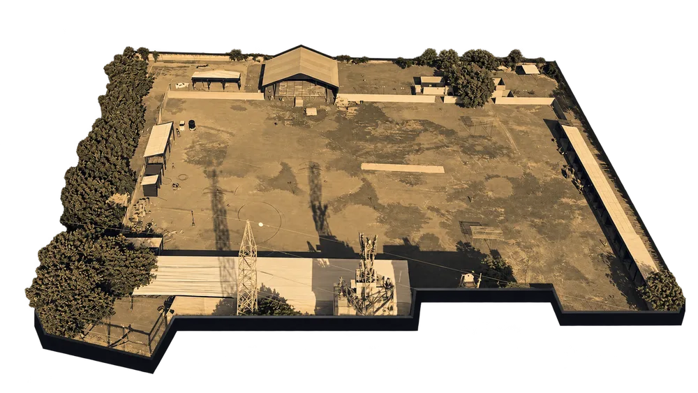 3D site plan of RM Patel Farm, Ahmedabad — the nine-nights ground